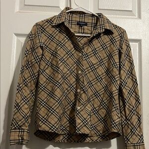 Burberry Tan and Black Checkered Shirt